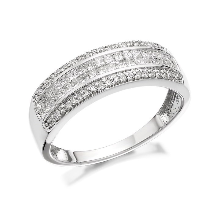 9ct White Gold Diamond Band Ring - 1/2ct - D7249