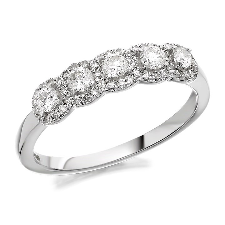 9ct White Gold Diamond Halo Cluster Ring - 1/2ct - D7299