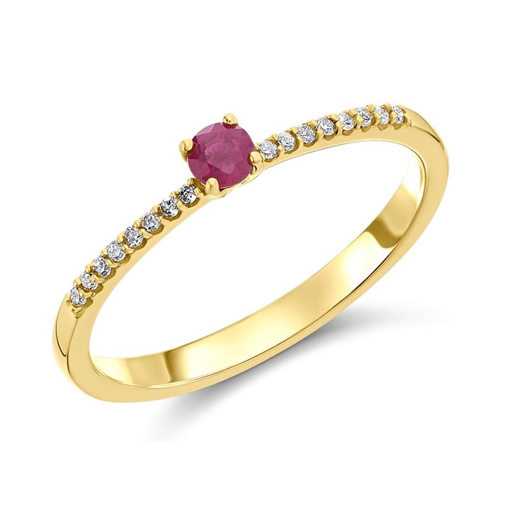 9ct Gold Ruby And Diamond Ring - 8pts - D7322