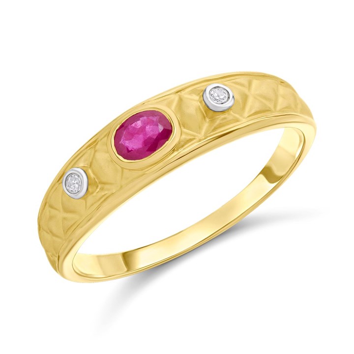 9ct Matt Finish Ruby And Diamond Ring - D7327