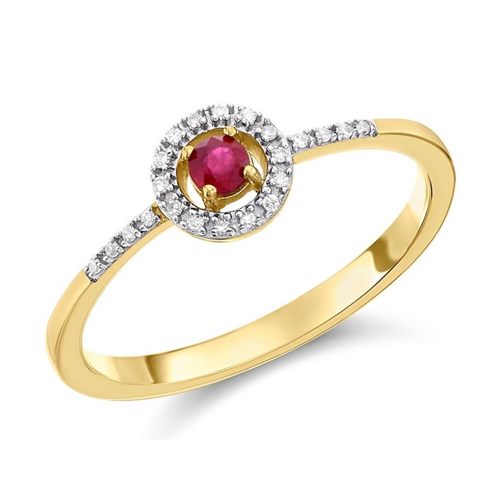 9ct Ruby And Diamond Cluster Ring - 10pts - D7432