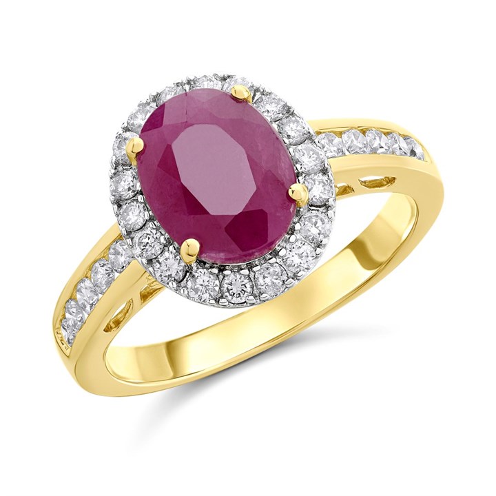 9ct Gold Ruby And Diamond Cluster Ring - 1/2ct - D7441