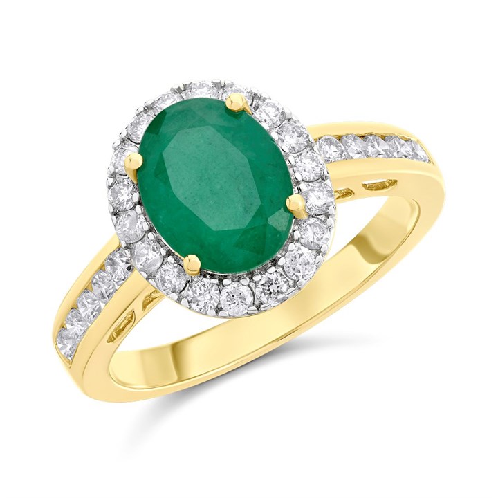9ct Gold Emerald And Diamond Cluster Ring - 1/2ct - D7620