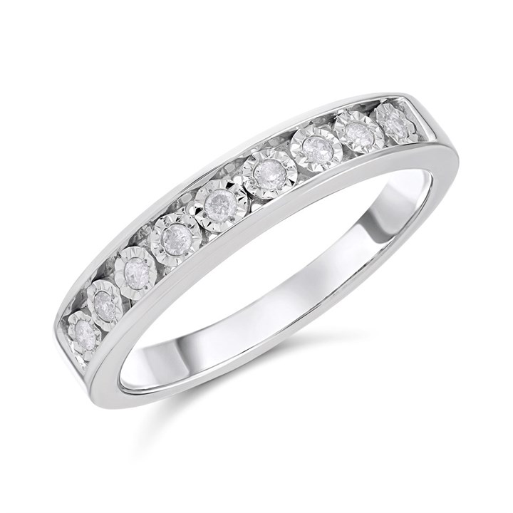9ct White Gold Diamond Half Eternity Ring - 15pts - D77239