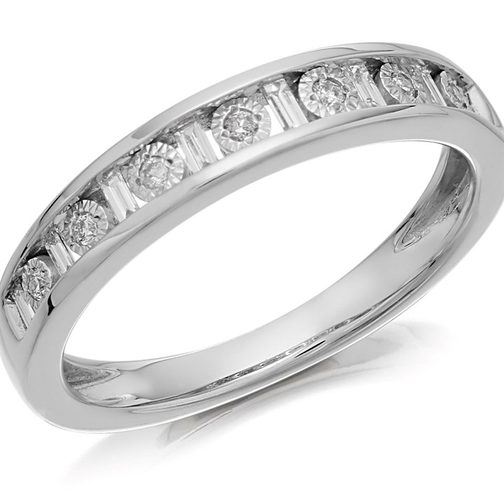 9ct White Gold Diamond Half Eternity Ring - 15pts - D77240