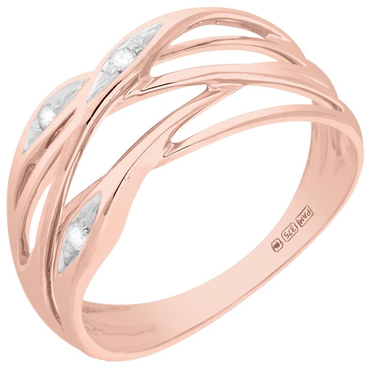 9ct Rose Gold Diamond Open Strand Band Ring - D78241