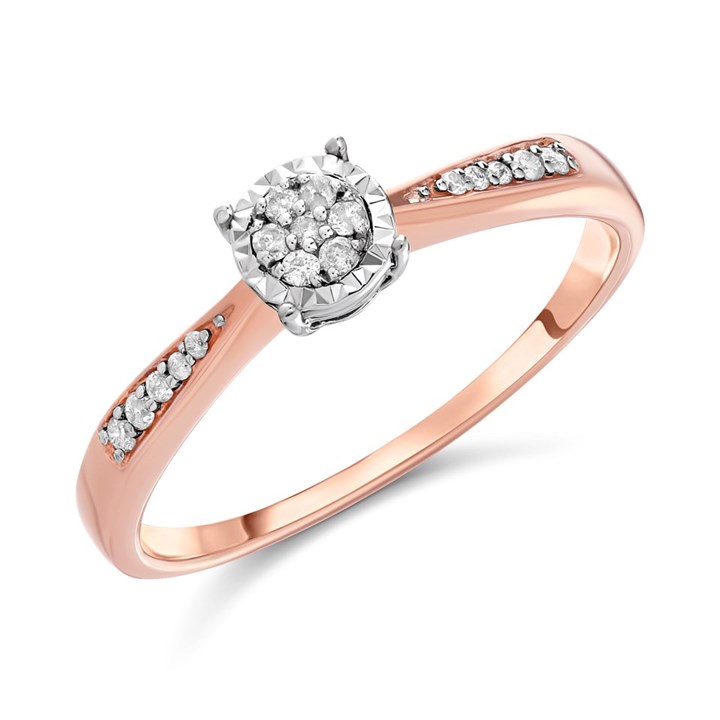 9ct Rose Gold Diamond Cluster Ring - 10pts - D78243