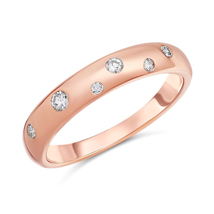 9ct Rose Gold Diamond Band Ring - 15pts - D7859