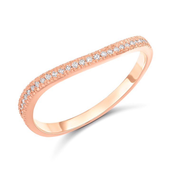 9ct Rose Gold Diamond Wave Half-Eternity Ring, 15pts - D7874