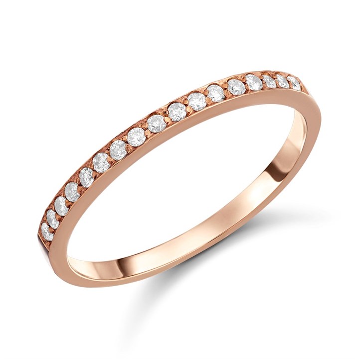 9ct Rose Gold Channel-Set Diamond Half-Eternity Ring - D7888
