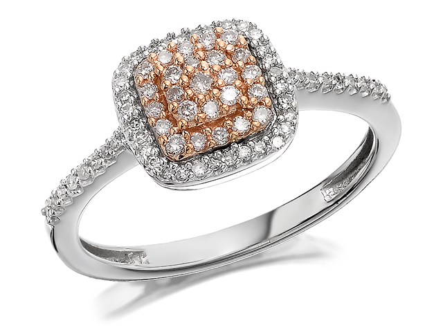 One In A Million 9ct Two Colour Gold Pink Diamond Cluster Ring - 1/4ct - D78901
