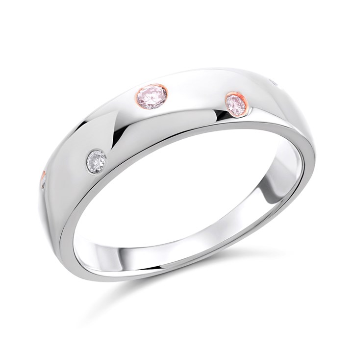 One In A Million 9ct White Gold Pink Diamond Band Ring - 10pts - D78904