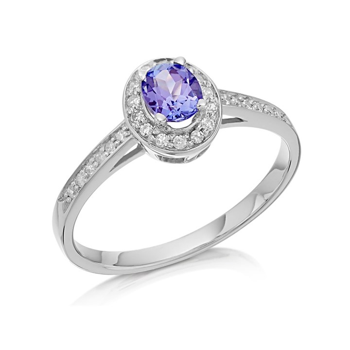 9ct White Gold Tanzanite And Diamond Cluster Ring - D79244