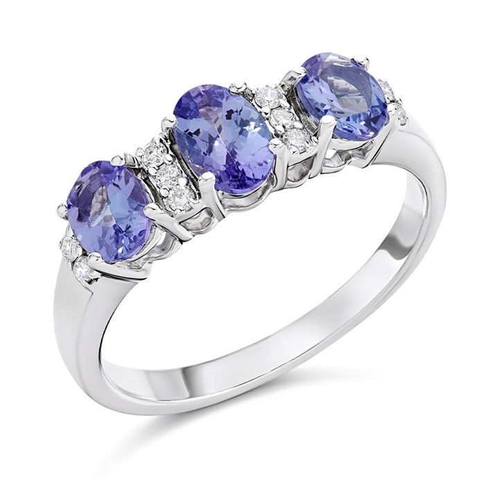 9ct White Gold Tanzanite And Diamond Ring - 10pts - D7949