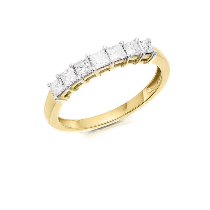 9ct Gold Princess Cut Diamond Half Eternity Ring - 1/2ct - D80104