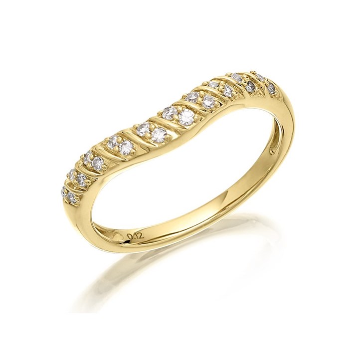 9ct Gold Diamond Wishbone Band Ring - 12pts - D80106