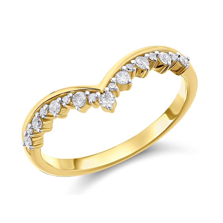 9ct Gold Diamond Wishbone Ring - 20pts - D80114