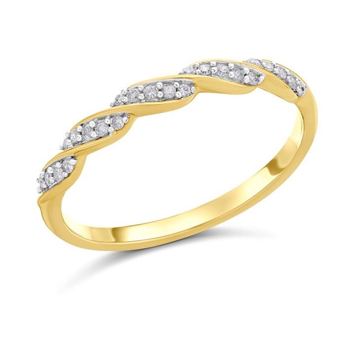 9ct Gold Diamond Twisted Half Eternity Ring - 10pts - D80124