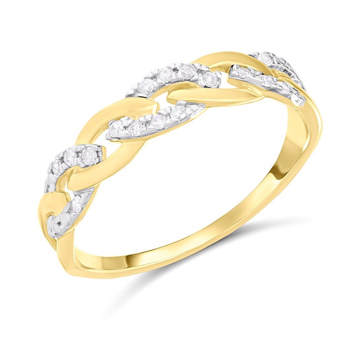 9ct Gold Diamond-Set Chain-Link Half Eternity Ring - D80156