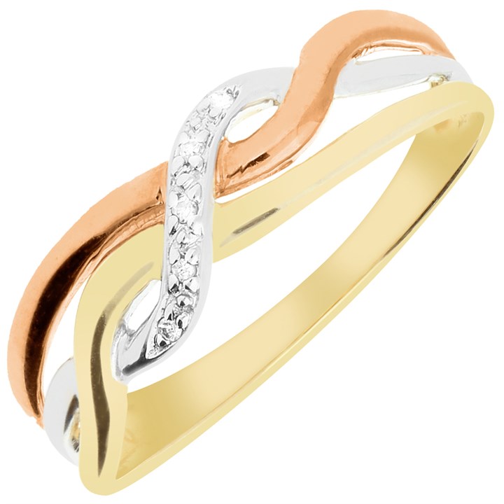 9ct Gold Three Colour Diamond Band Ring - D80169