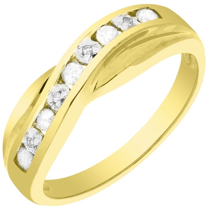 9ct Gold Diamond Crossover Half Eternity Ring - 15pts - D80255