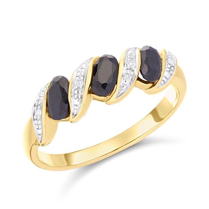 9ct Gold Sapphire And Diamond Ring - D8119