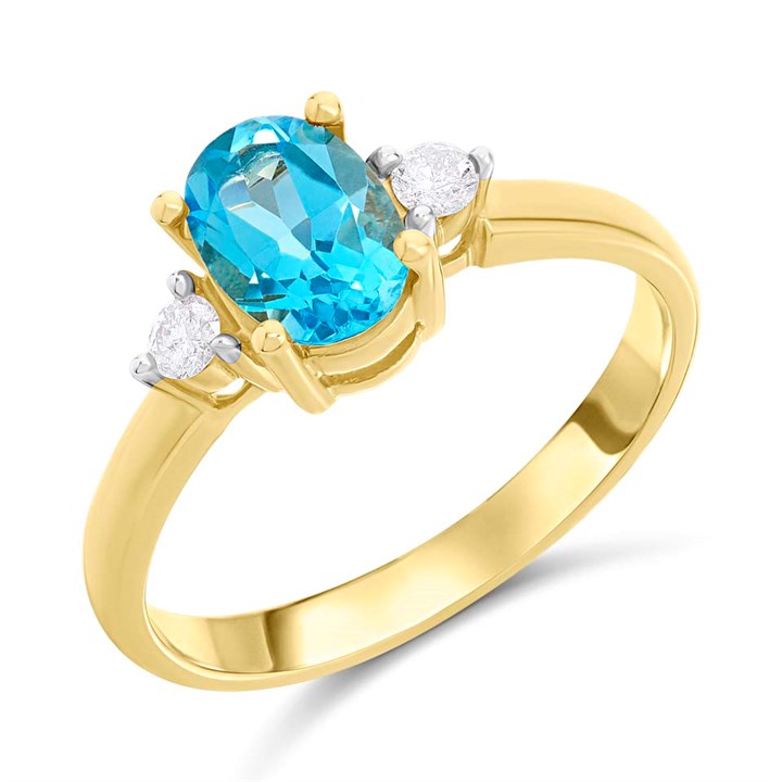 9ct Blue Topaz And Diamond Ring - D83001