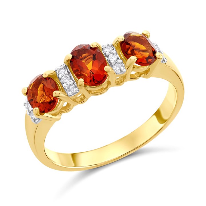 9ct Gold Citrine And Diamond Ring - 10pts - D8319