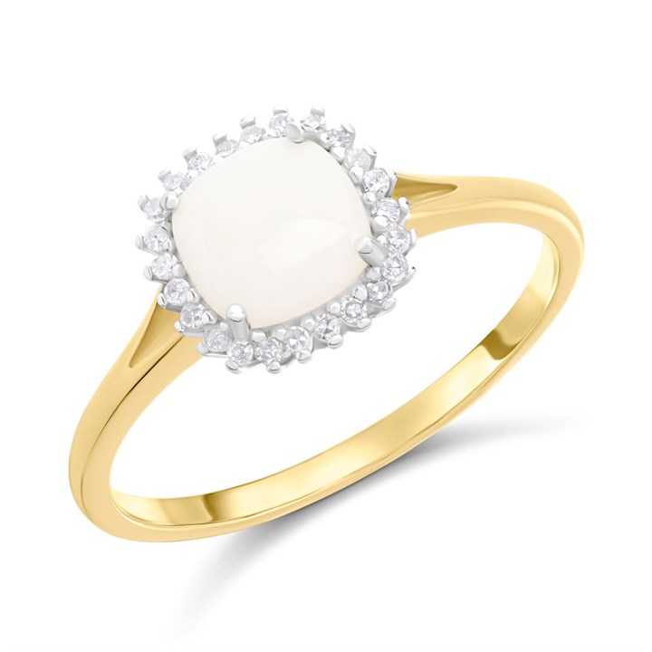 9ct Opal And Diamond Cluster Ring - D84100