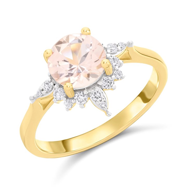 9ct Morganite And Diamond Cluster Ring - D84103