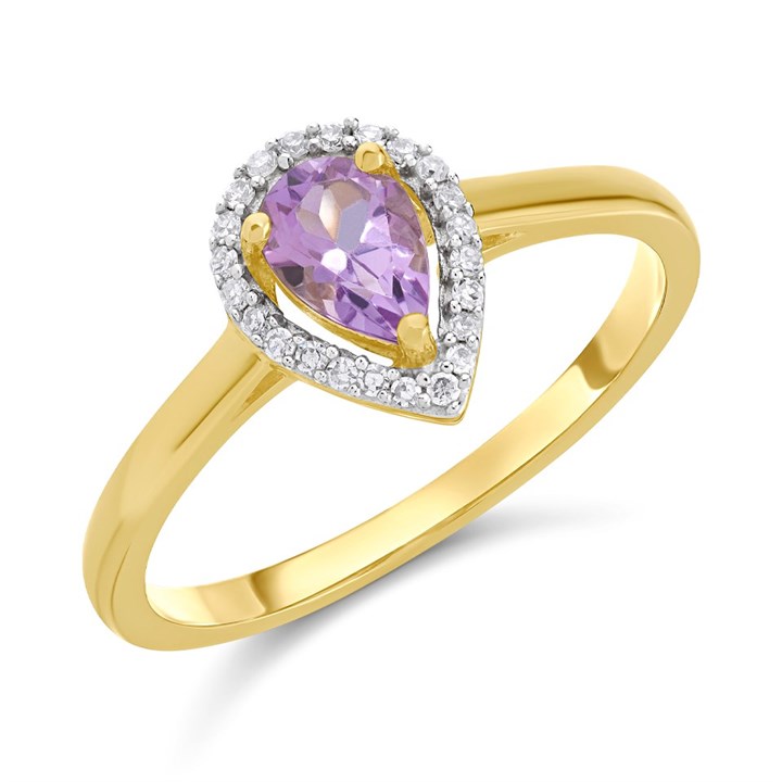 9ct Gold Amethyst And Diamond Cluster Ring - 7pts - D8472