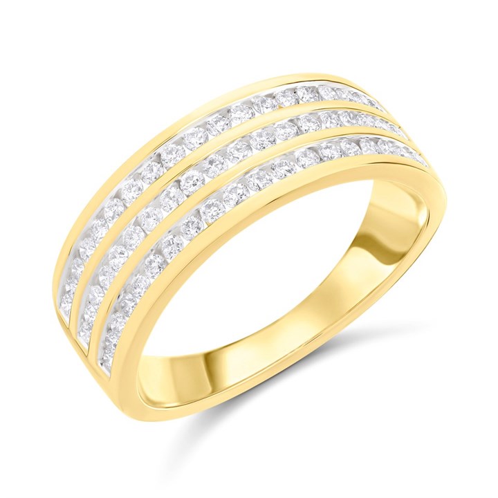 9ct Three Row Channel-Set Diamond Ring, 1/2ct - D92116