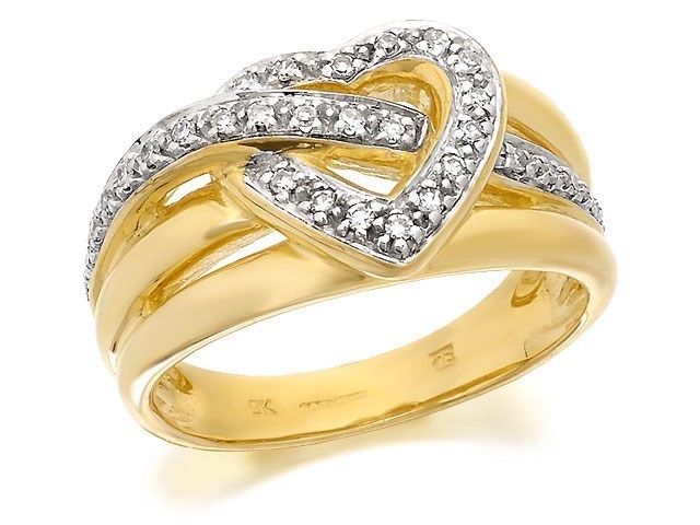 9ct Gold Diamond Heart Band Ring - 15pts - D9225
