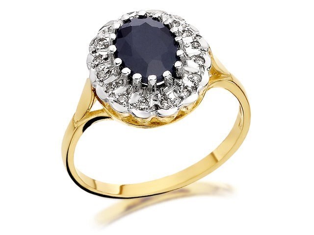 9ct Gold Sapphire And Diamond Cluster Ring - 8pts - D9276