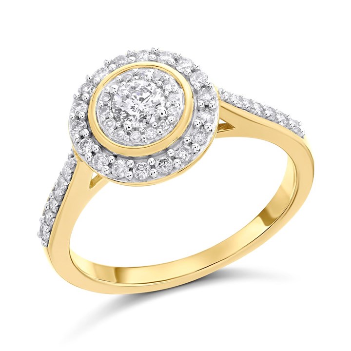 9ct Gold Diamond Cluster Ring - 1/2ct - D9287