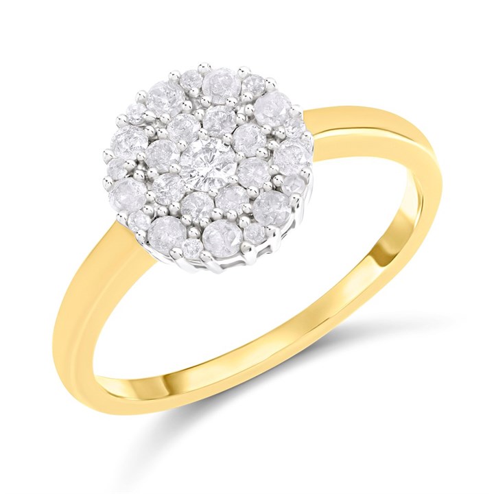 9ct Round Diamond Cluster Ring, 1/2ct - D9297