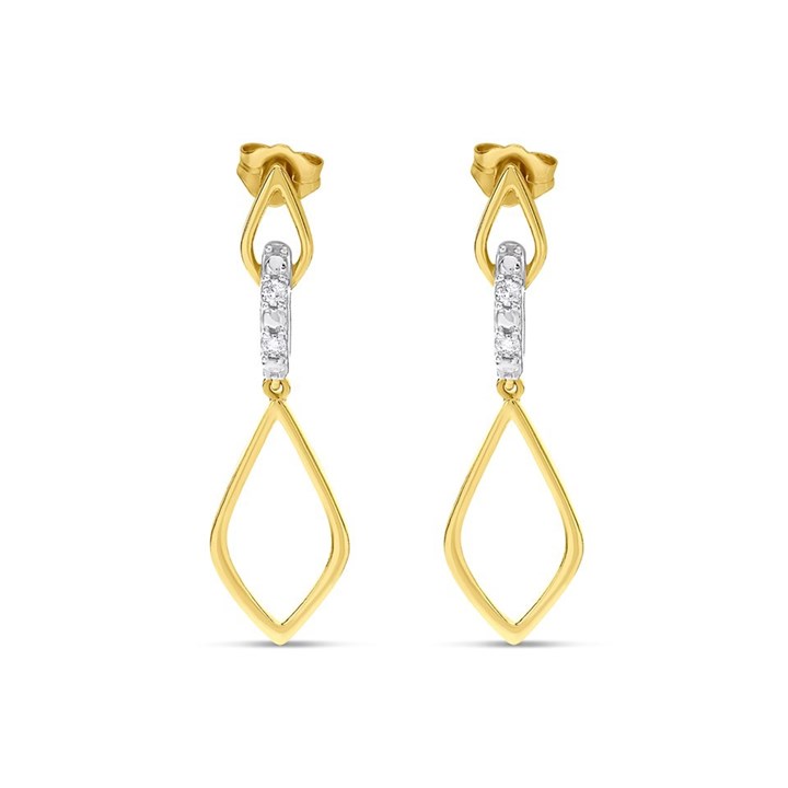 9ct Gold Diamond Open Kite Drop Earrings - 10pts per pair - D94101