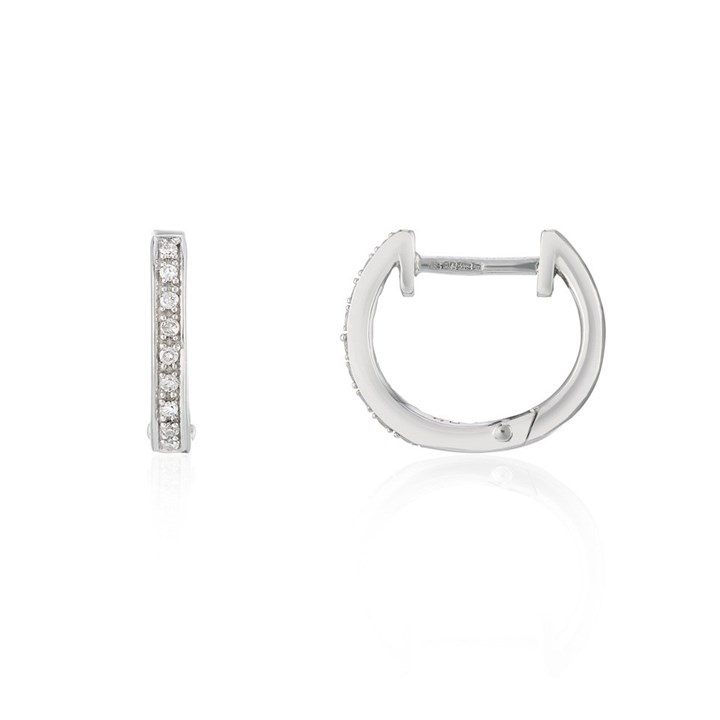 9ct White Gold Diamond Huggie Earrings - 5pts per pair - D94113
