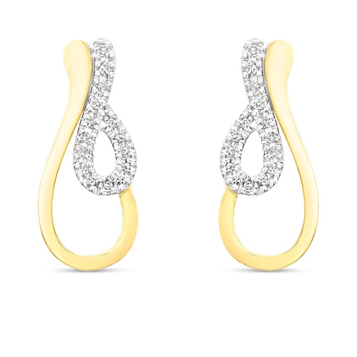 9ct Gold Two Colour Diamond Drop Earrings - D94128