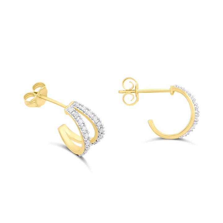 9ct Split Diamond Wedding Earrings, 1/4ct/pair - D94156