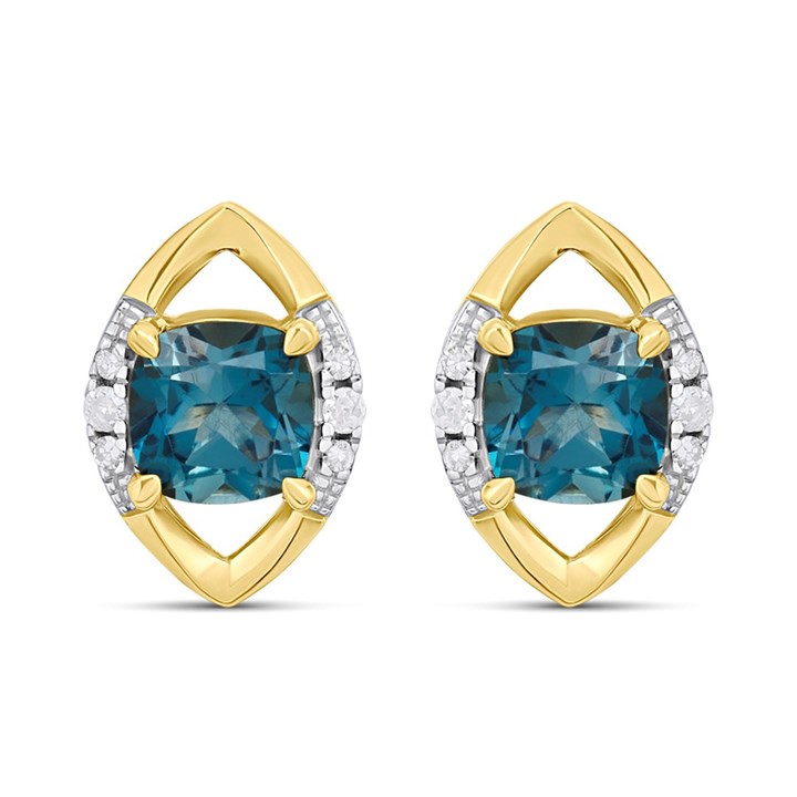 9ct Blue Topaz And Diamond Earrings - D94167