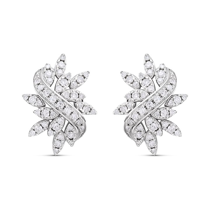 9ct White Gold Fancy Diamond Spray Earrings, 1/4ct/pair - D94171