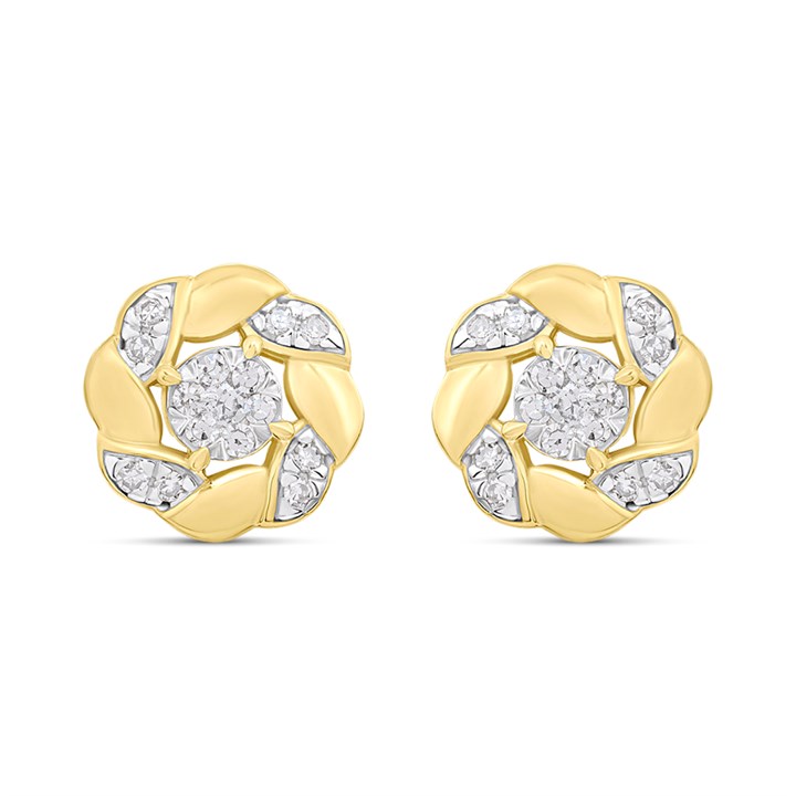 9ct Gold Diamond-Set Knot Stud Earrings - D94175