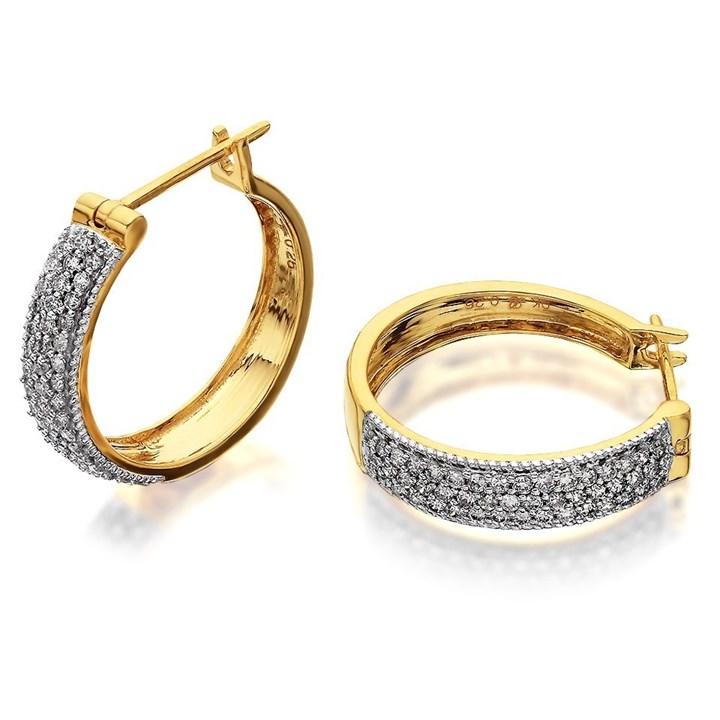 9ct Gold Diamond Hoop Earrings - 1/2ct per pair - D9437