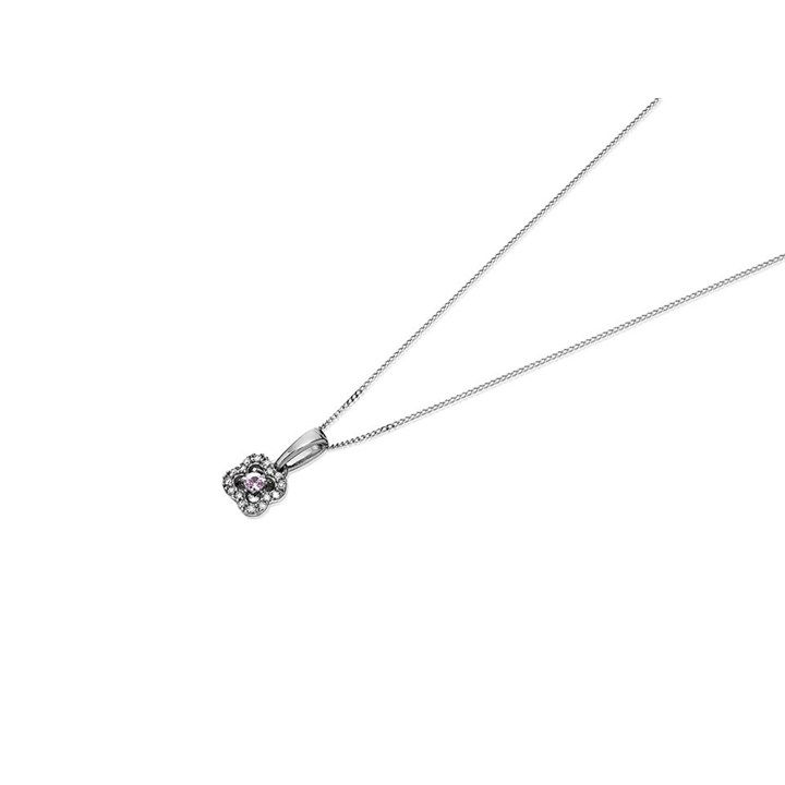 9ct White Gold Pink Sapphire And Diamond Necklace - D95117