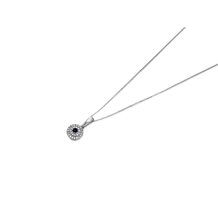 9ct White Gold Sapphire And Diamond Necklace - 7pts - D95120