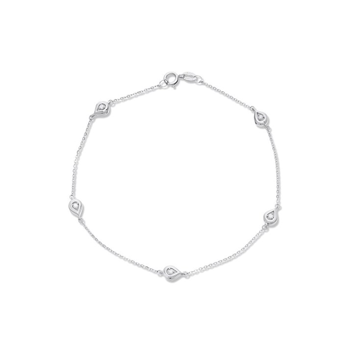9ct White Gold Diamond Teardrop Bracelet - D95123