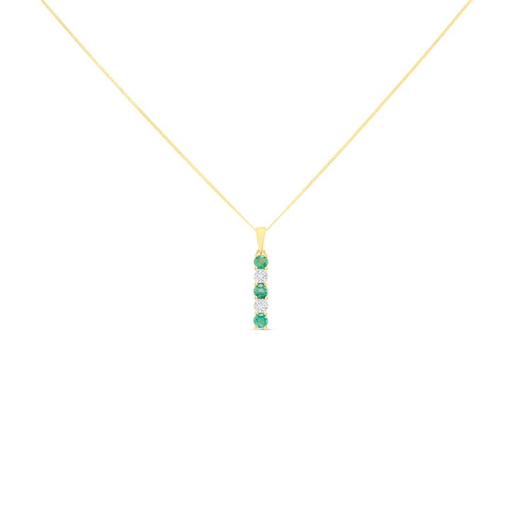 9ct Gold Emerald And Diamond Necklace - D95127