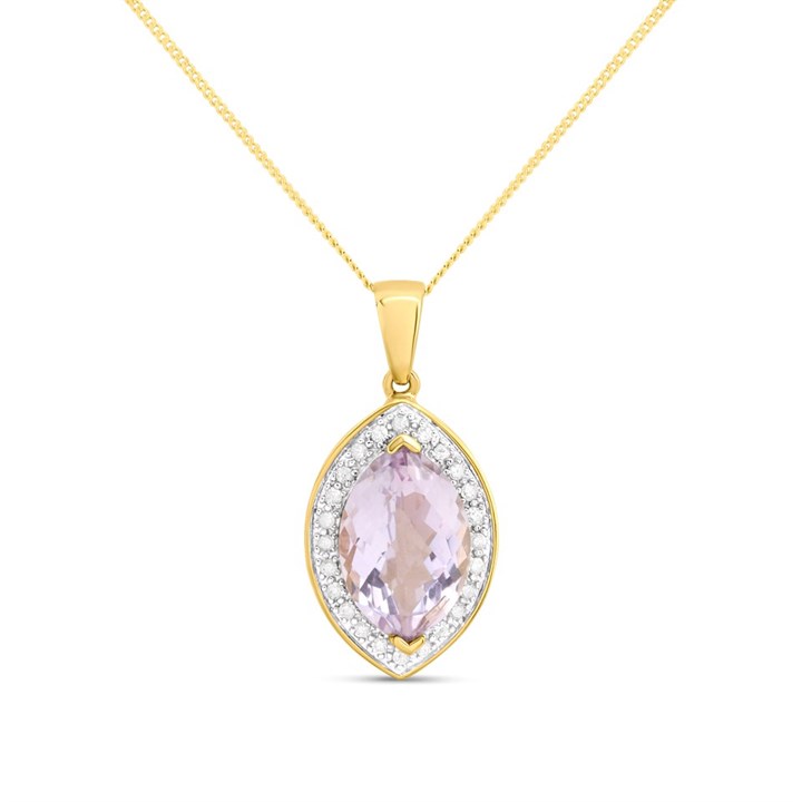 9ct Marquise Amethyst & Diamond Necklace - D95153