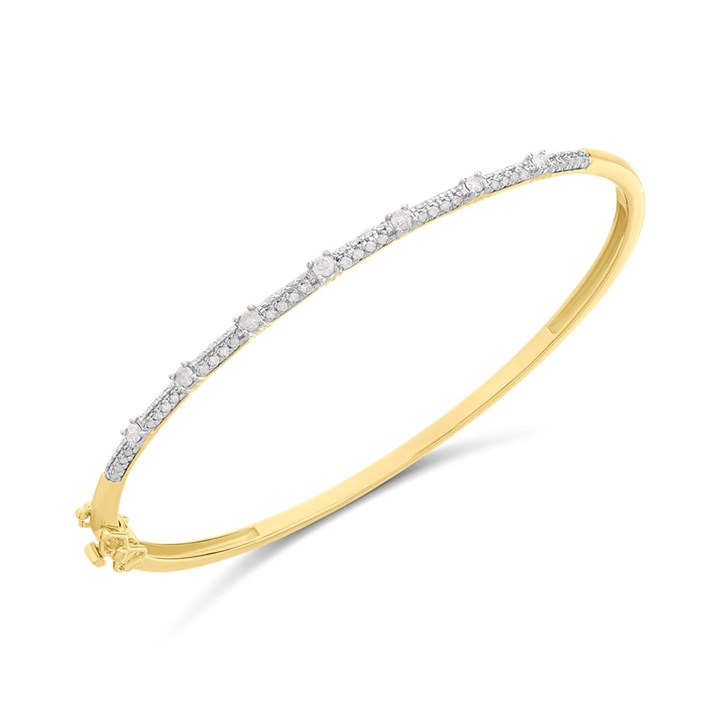 9ct Gold Diamond-Set Bangle, 1/2ct - D95182